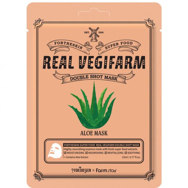 FORTHESKIN ALOE SUPER FOOD REAL VEGIFARM DOUBLE SHOT MASK - Aloe Mask 23ml